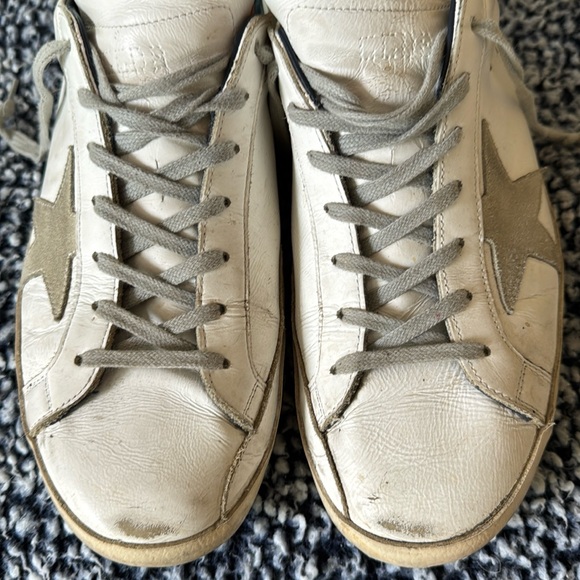 Golden Goose Superstar - in white leather with grey suede star & blue heel tab - Picture 6 of 12